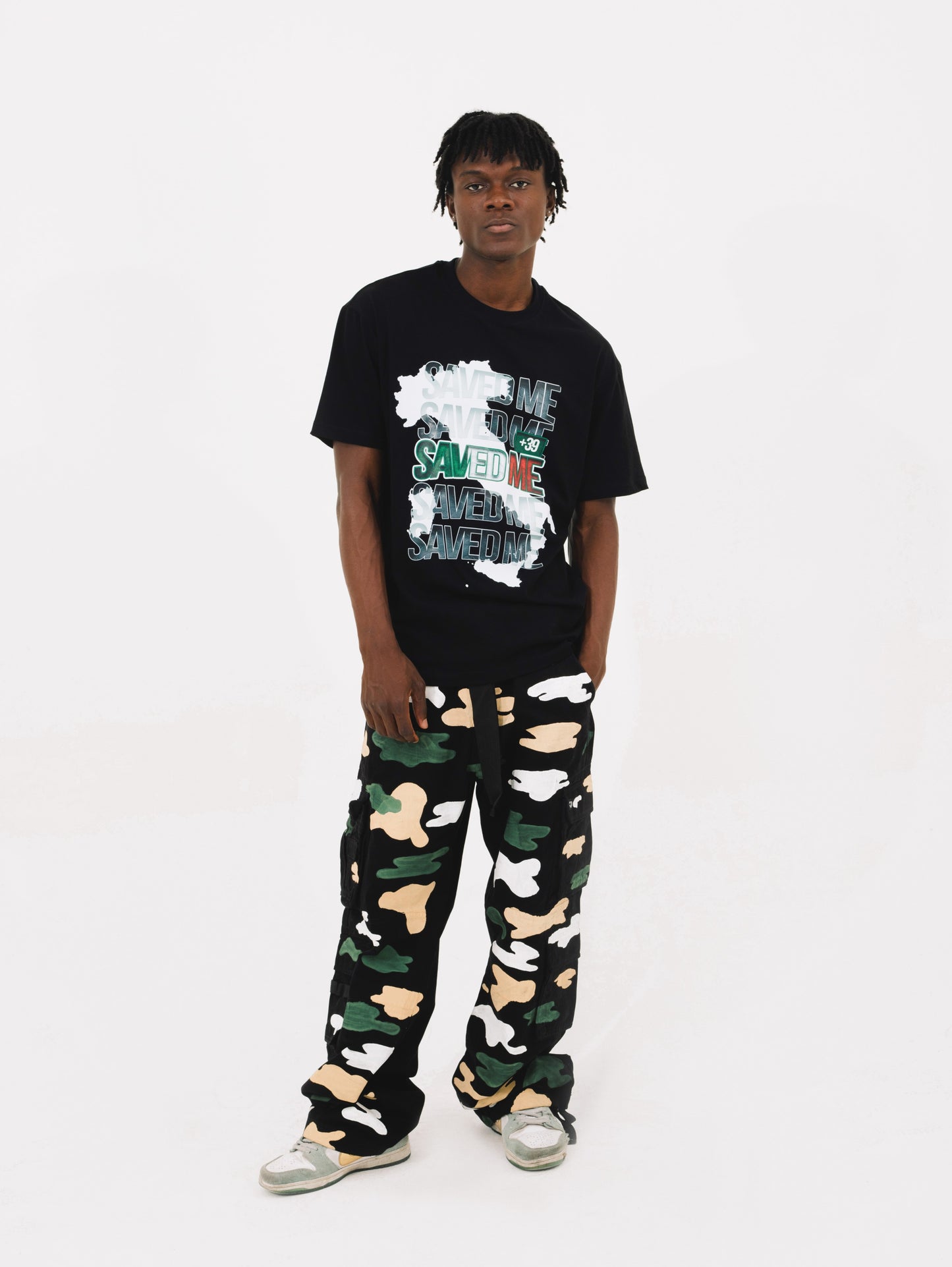 CUSTOM PATTERNED CARGO BLACK PANT