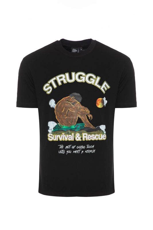 BLACK T-SHIRT WITH SSR A MAN OF STRUGGLE