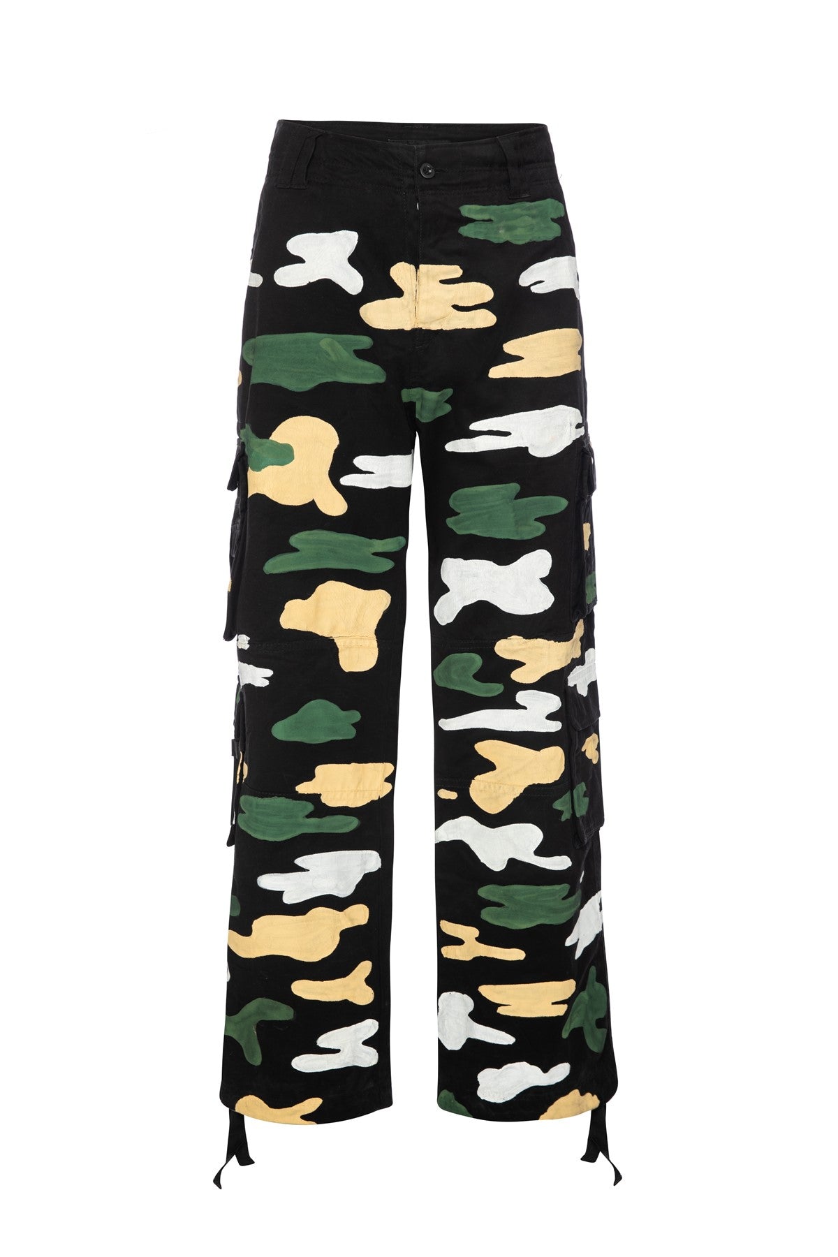 CUSTOM PATTERNED CARGO BLACK PANT